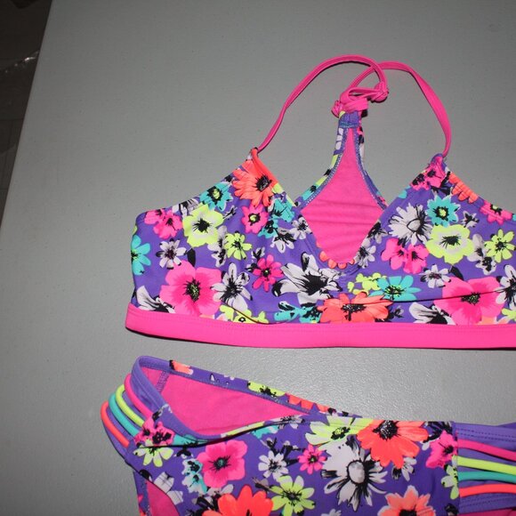 Multi Color 2 Pcs Justice Bikini Swimsuit Size 16 - Picture 2 of 10